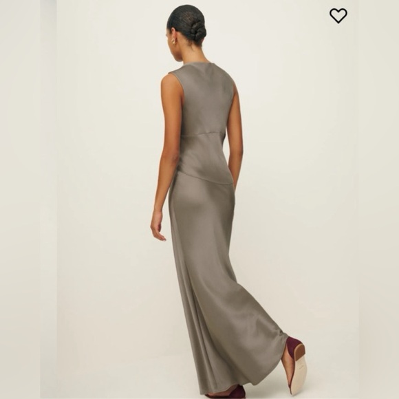 Reformation Satin Elegant Taupe  stylish dress - Picture 3 of 6